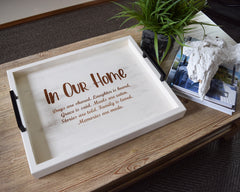 Custom Engraved Wood Ottoman Tray - Coffee Table Tray - Bed and Breakfast Tray - Decorative Tray - Shore Thing Laser