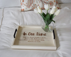 Custom Engraved Wood Ottoman Tray - Coffee Table Tray - Bed and Breakfast Tray - Decorative Tray - Shore Thing Laser