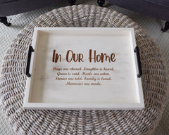 Custom Engraved Wood Ottoman Tray - Coffee Table Tray - Bed and Breakfast Tray - Decorative Tray - Shore Thing Laser