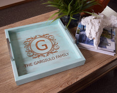 Custom Engraved Wood Ottoman Tray - Coffee Table Tray - Bed and Breakfast Tray - Monogram - Shore Thing Laser