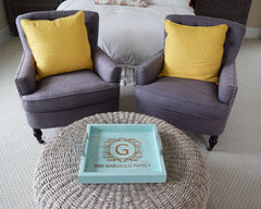 Custom Engraved Wood Ottoman Tray - Coffee Table Tray - Bed and Breakfast Tray - Monogram - Shore Thing Laser
