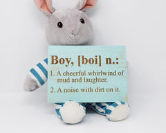 Boy, [boi] n. 1. A cheerful whirlwind of mud and laughter. 2. A noise with dirt on it. - Shore Thing Laser