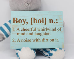 Boy, [boi] n. 1. A cheerful whirlwind of mud and laughter. 2. A noise with dirt on it. - Shore Thing Laser