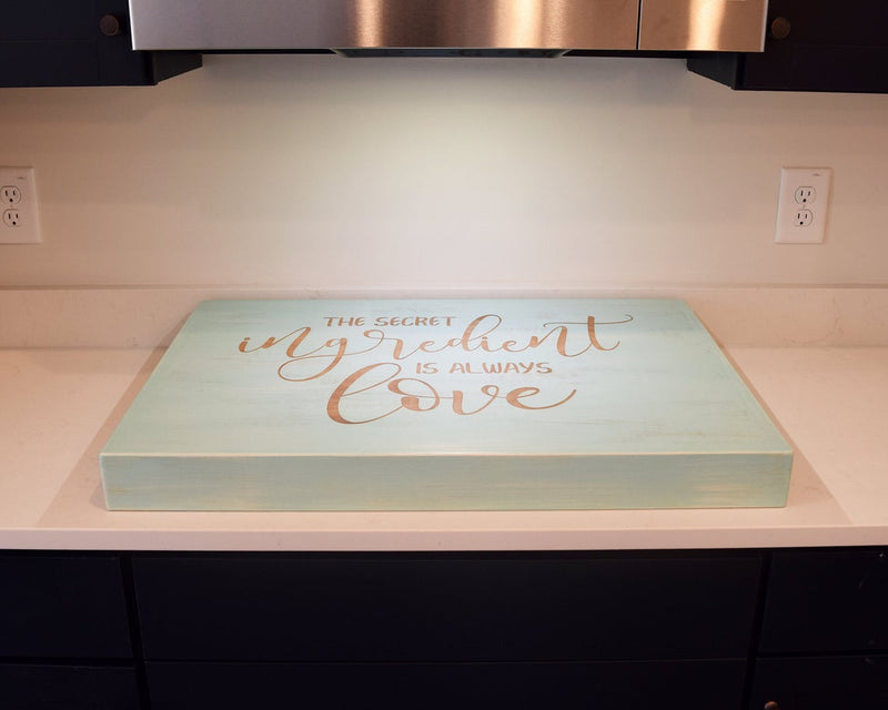 Custom Engraved Boxed Trim Cook Top Cover - Noodle Board - Cooktop Décor - Shore Thing Laser