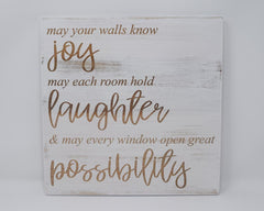 May your walls know joy, may each room hold laughter & may every window open - Shore Thing Laser