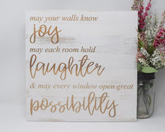 May your walls know joy, may each room hold laughter & may every window open - Shore Thing Laser