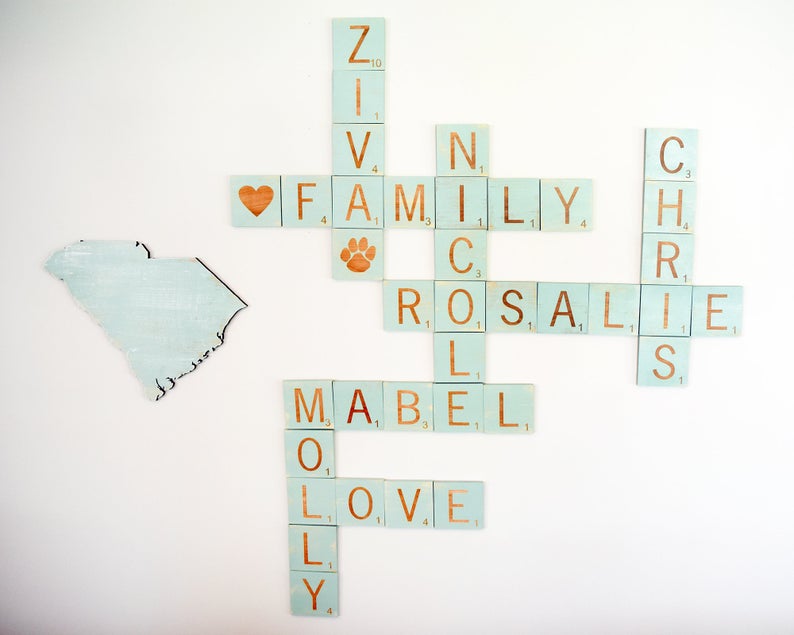 7" x 7" Engraved Wood Scrabble Tile Letters - Shore Thing Laser