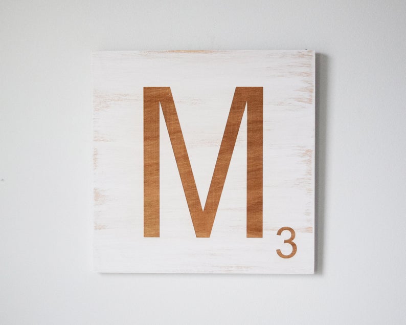 10" x 10" Engraved Wood Scrabble Tile Letters - Shore Thing Laser