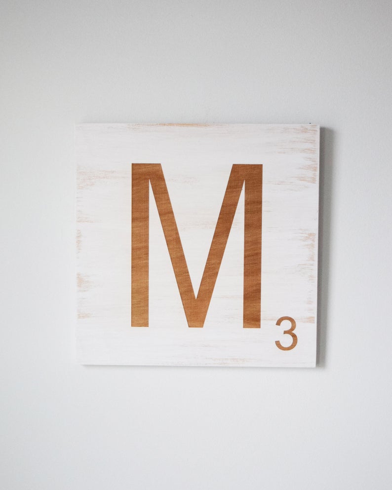 10" x 10" Engraved Wood Scrabble Tile Letters - Shore Thing Laser